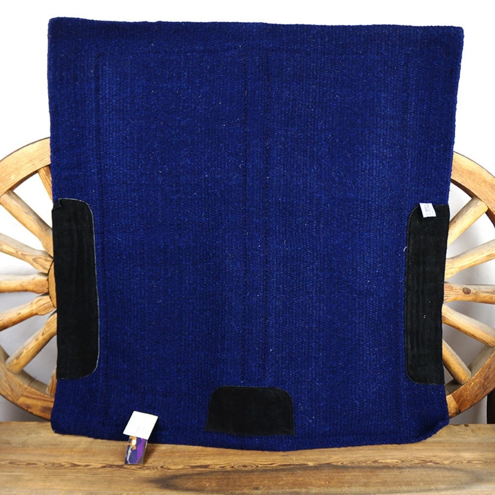 Navy w/Leather Wool Saddle Pad EXTRA SHIPPING COST